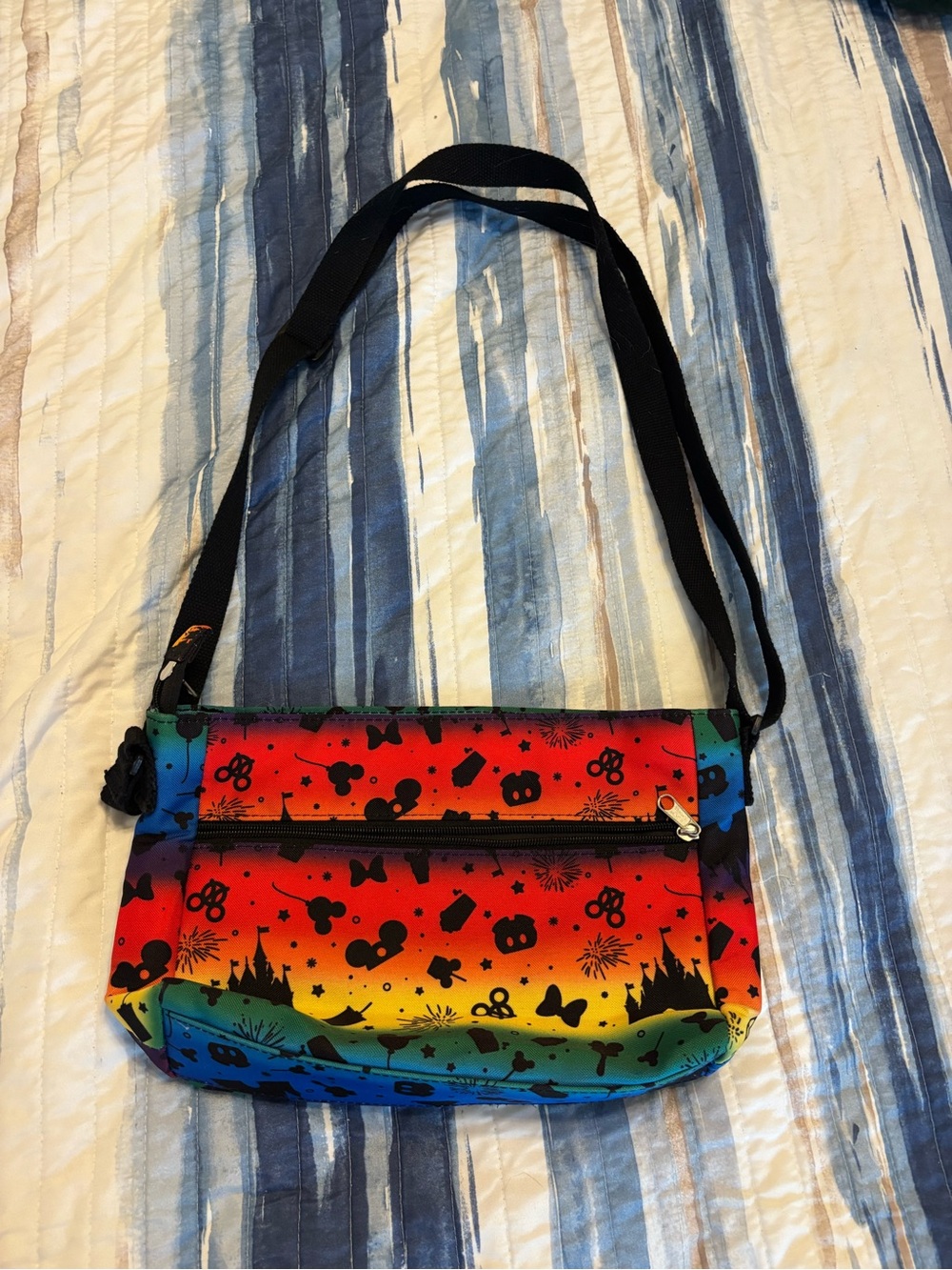 Disney Rainbow Gradient Crossbody Bag with Black Strap